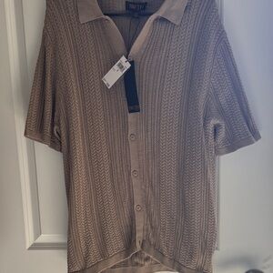 Truth Men's Short-Sleeve Button-Down Shirt in Taupe